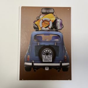Wandbord Fiat 500 blauwe Fiat
