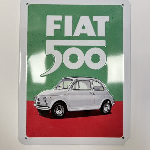 Wandbord witte Fiat 500 groen/rood